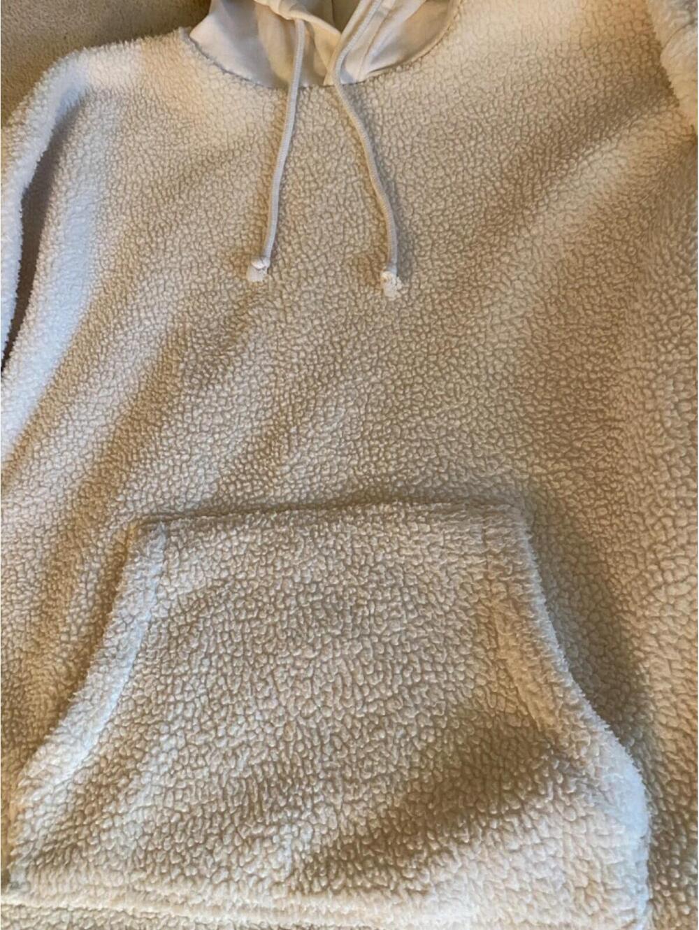 Madewell Cream Sherpa Fleece Hoodie Sweatshirt Women M Oversized J Crew Sweater - Picture 6 of 16